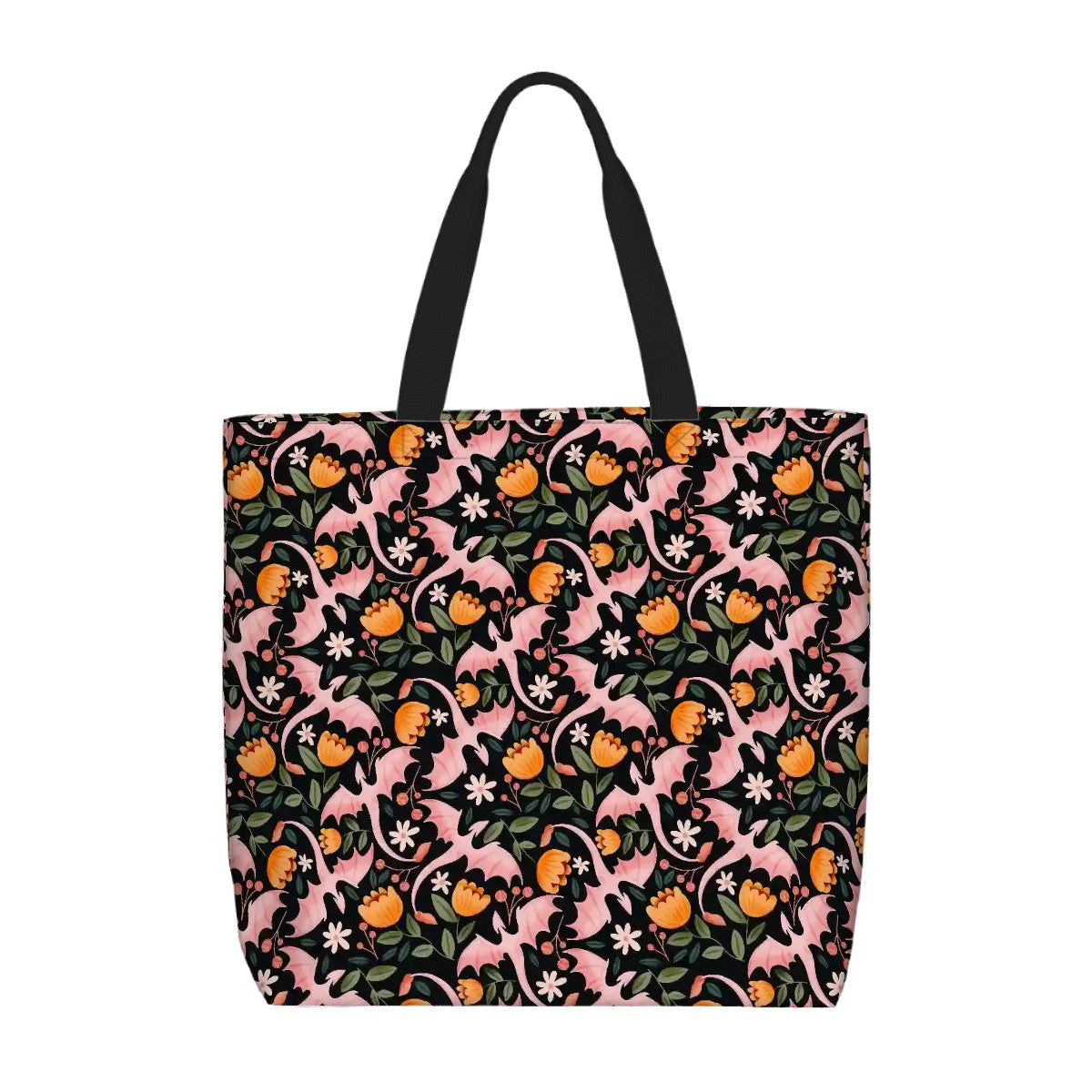 Printed Beach Bag / XL Tote Bag - floral dragons