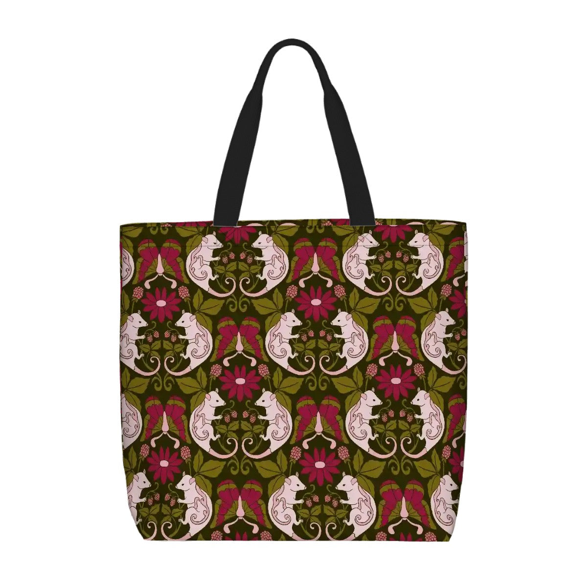 Printed Beach Bag / XL Tote Bag - floral possum