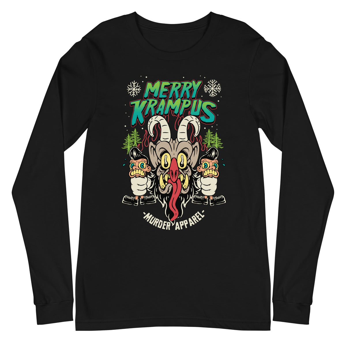 Merry Krampus Retro Long Sleeve Shirt