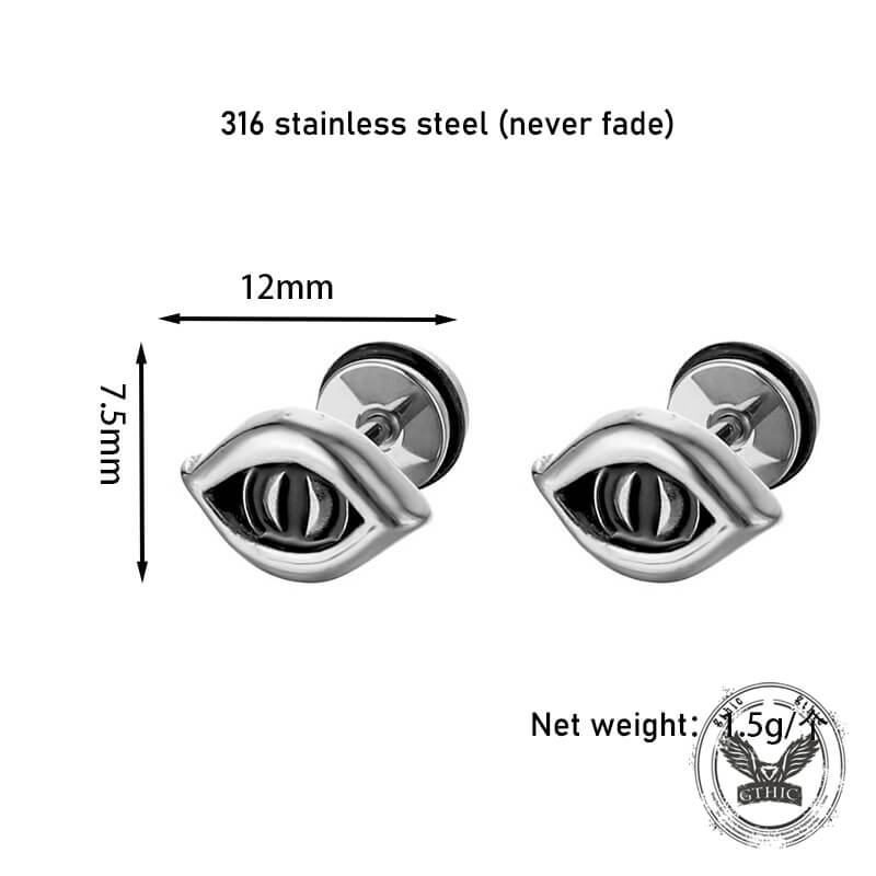 Vintage Gothic Demon Eye Stainless Steel Earrings