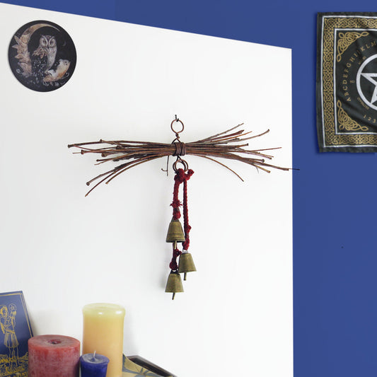 Witch's Bell: Rustic Sheaf of Twigs & Red Twine - Handcrafted