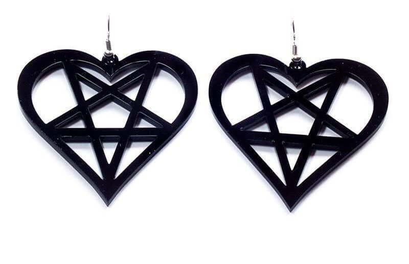 Black Heartagram Earrings