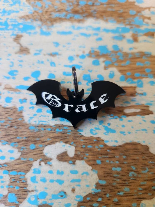 Personalized Gothic Bat Pet Tag