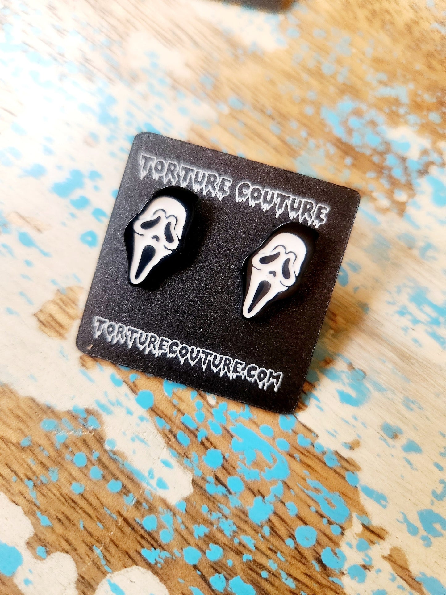 Enamel Ghostface Studs
