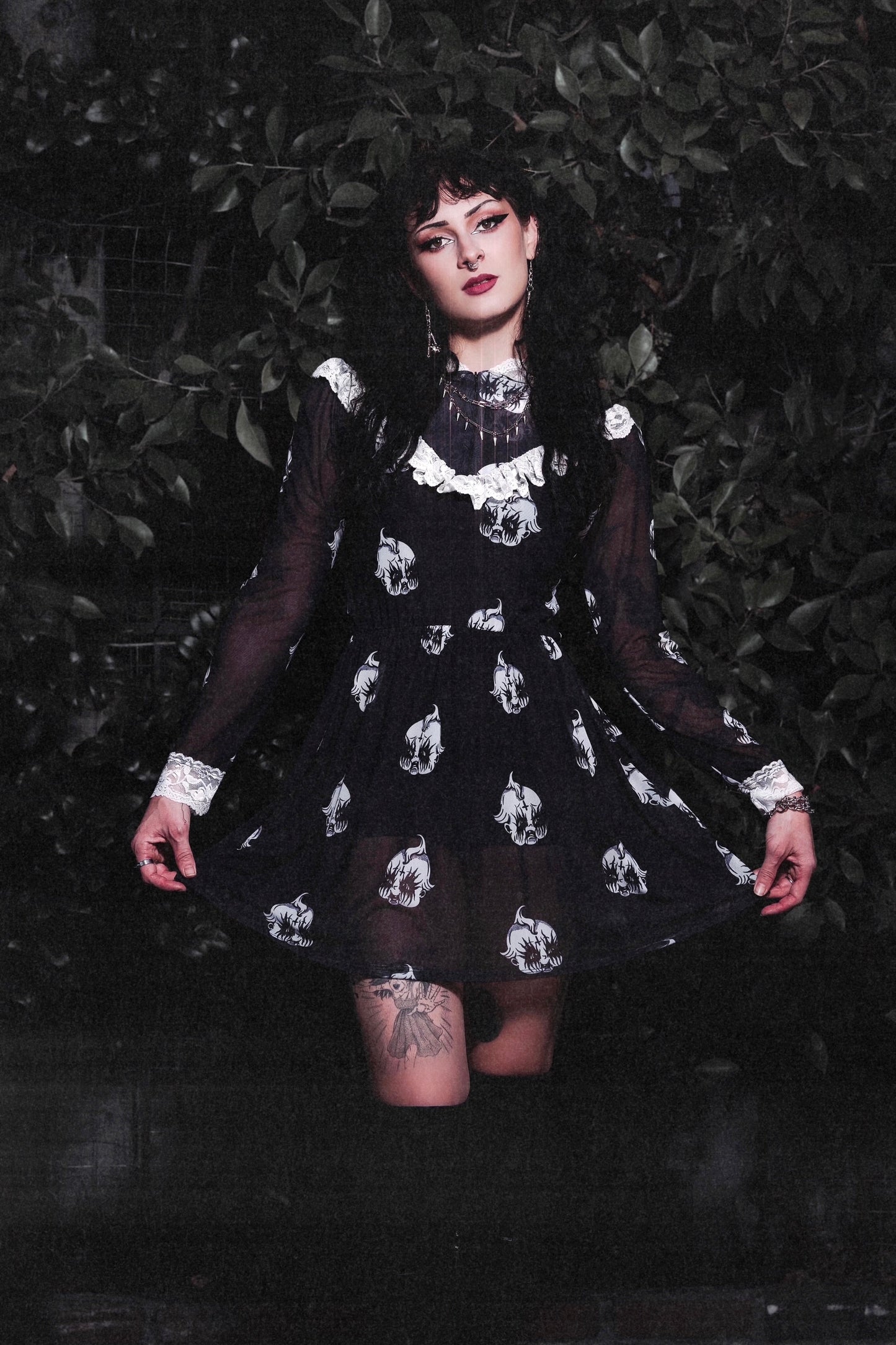 Kewpie Metal Print Victorian Lace Dress