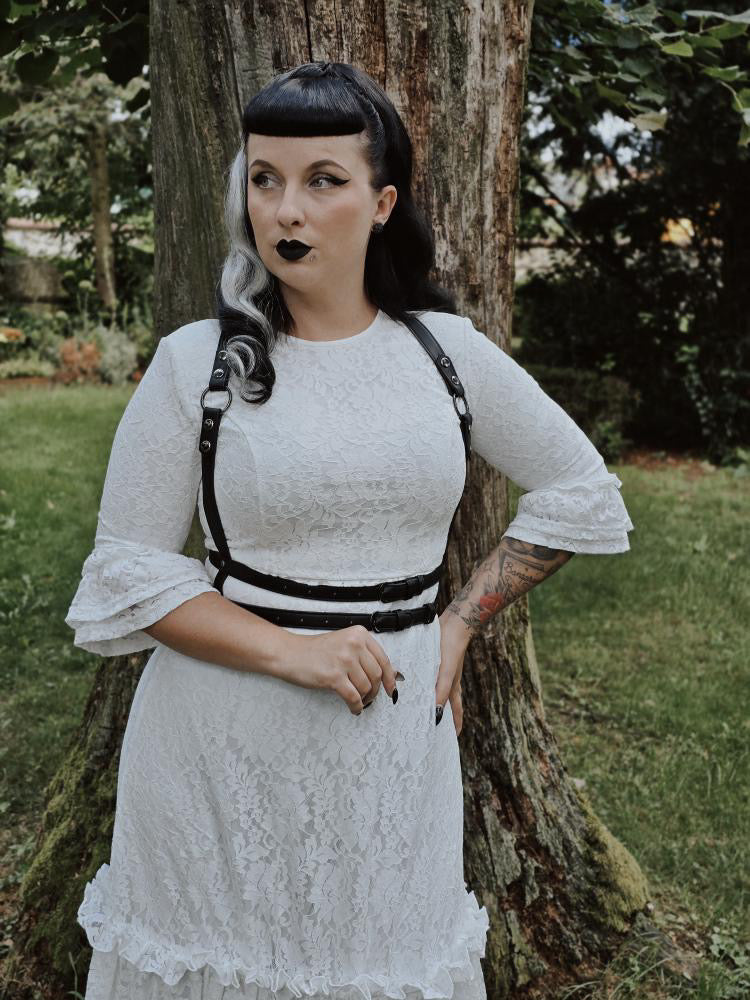 Mina - Ivory Floral Lace Bride of the Vampire Maxi Dress  - READY TO SHIP