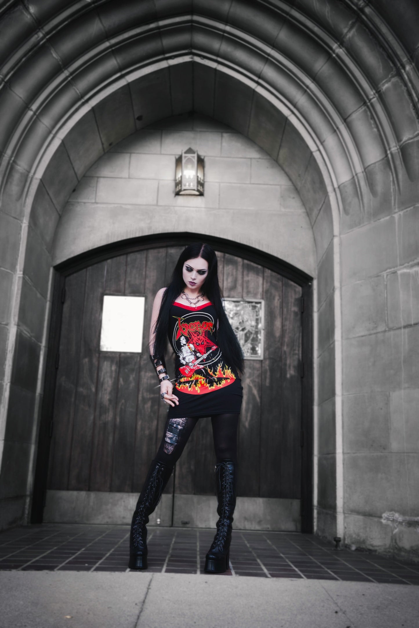 Venom Red Lace Strap Dress
