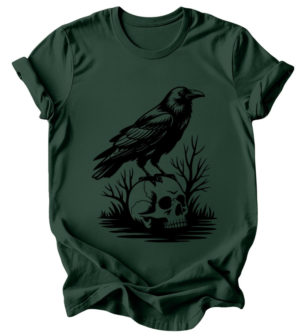 Raven Skull - Burgundy or Emerald T-Shirt