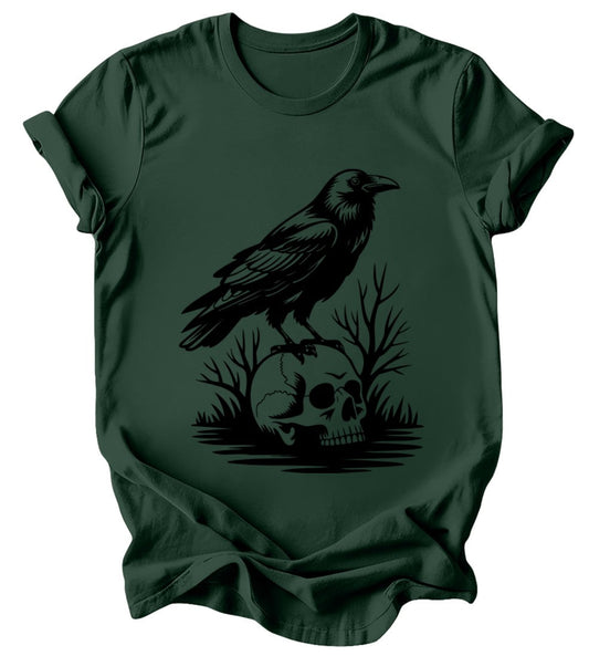 Raven Skull - Burgundy or Emerald T-Shirt