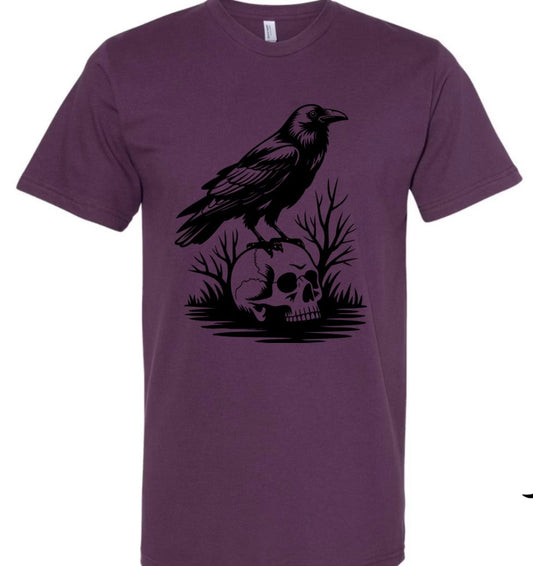 Raven Skull - PLUM - T-Shirt