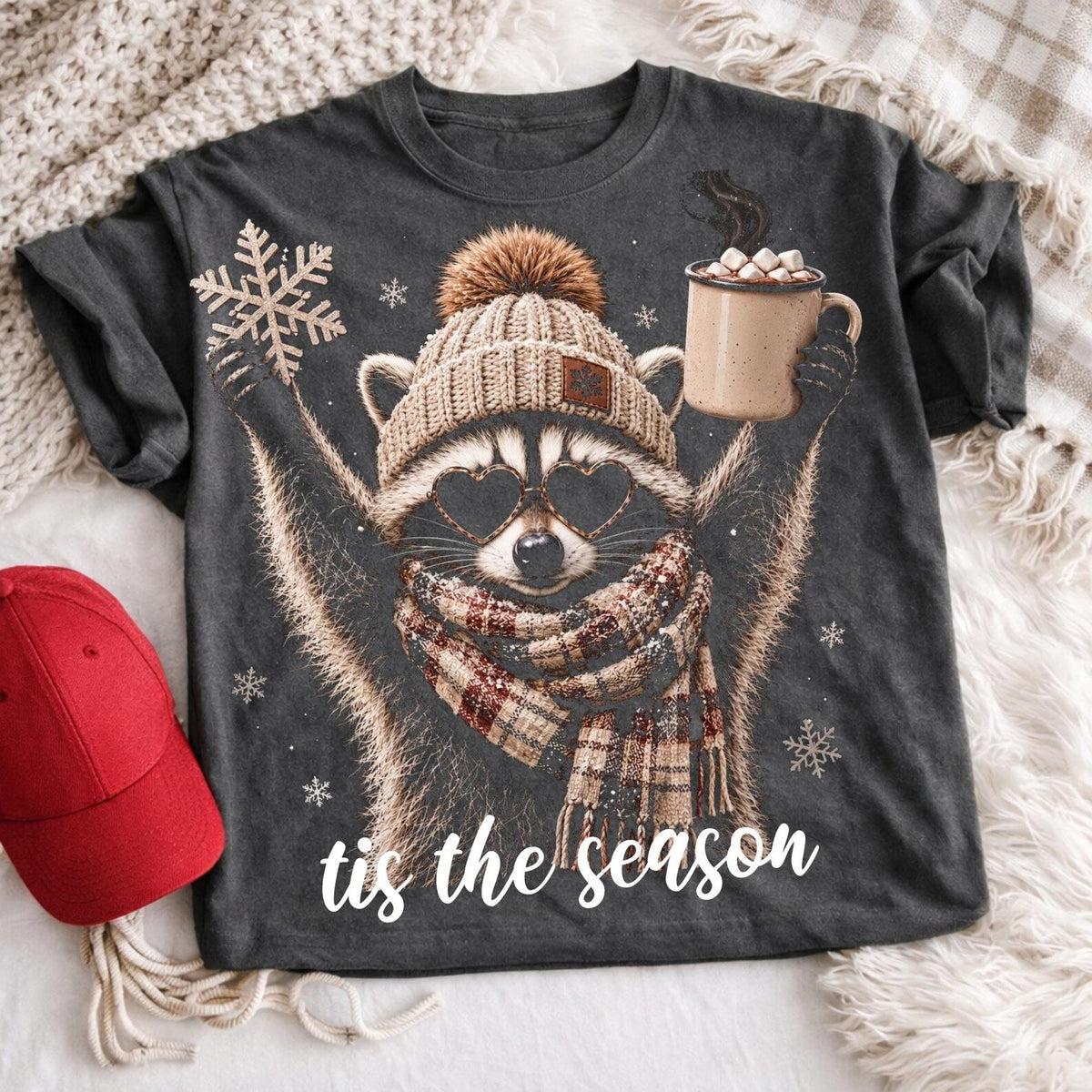 Tis the Season Raccoon Graphic Tee