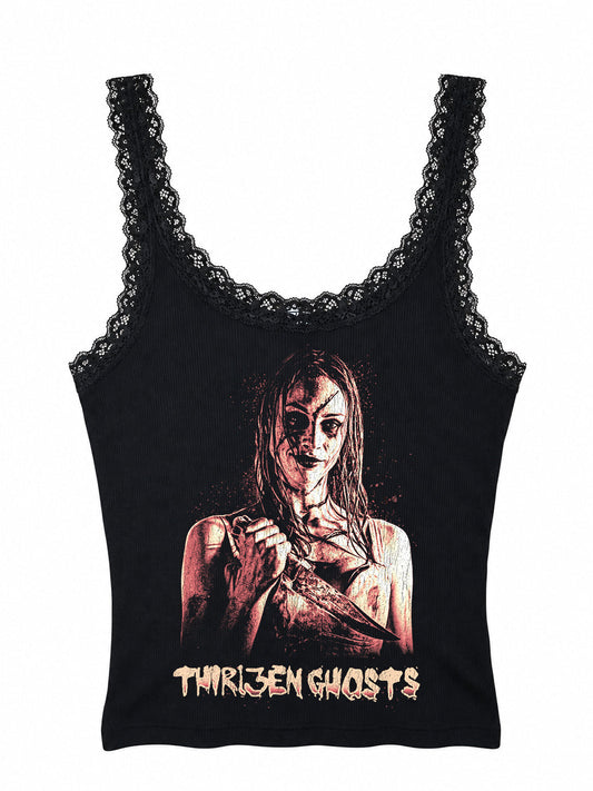 The Angry Princess Lace Ribbed Tank