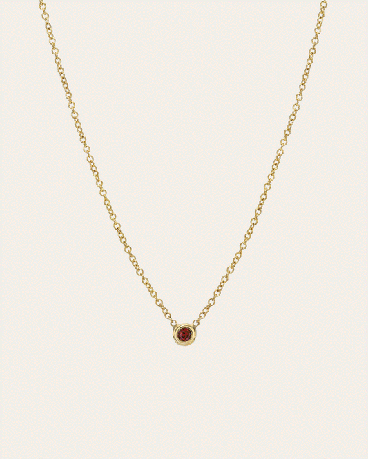 14k Gold Mini Bezel Birthstone Necklace