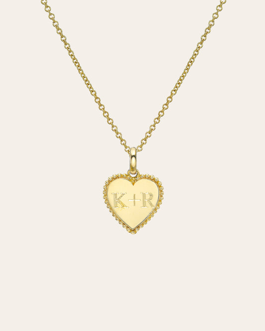14K Gold Milgrain Heart Necklace