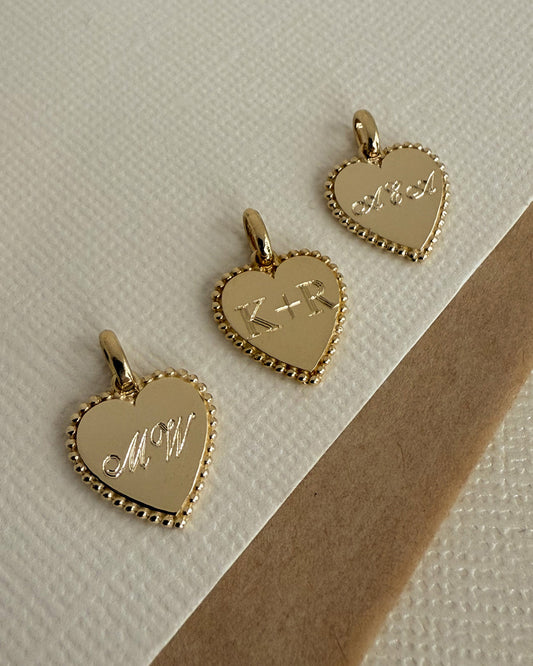 14K Gold Milgrain Heart Necklace