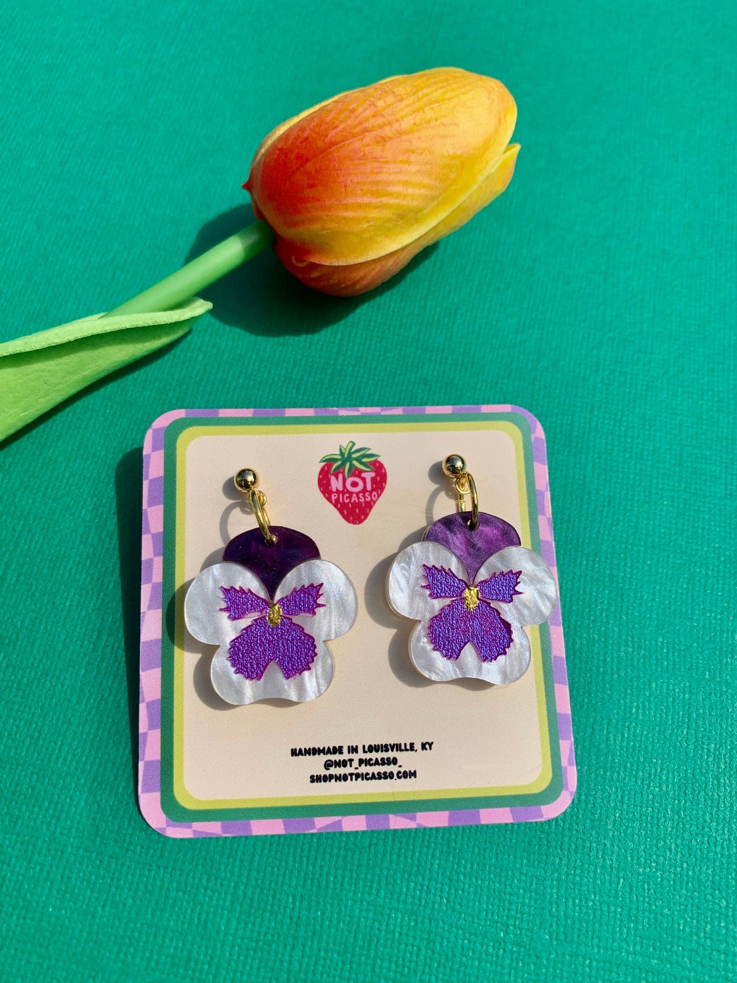Mini Pansies Acrylic Earrings