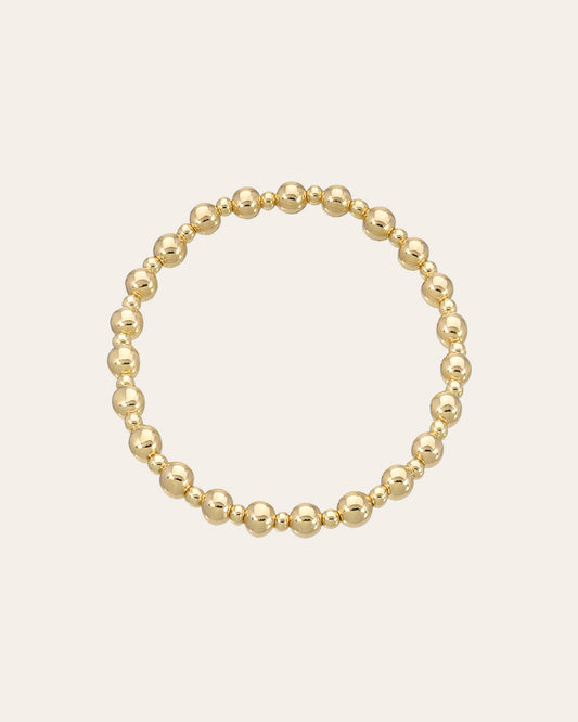14k Gold 3mm and 5mm Bead Bracelet