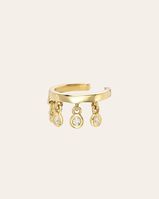 14k Gold Ear Cuff with Diamond Fringes