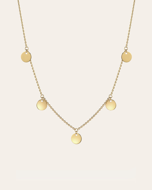 14k Gold Fringe Discs Necklace