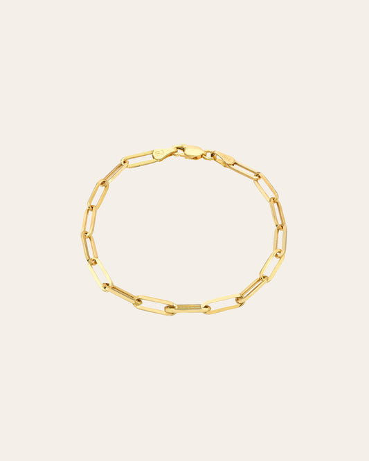 14k Gold Large Paper Clip Chain Bracelet