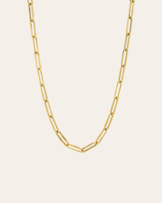 14k Gold Large Paper Clip Chain Necklace