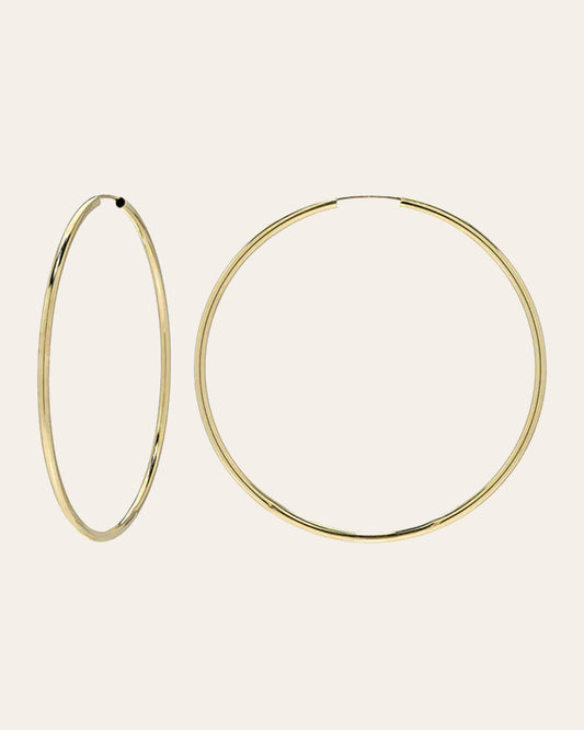 14k Gold Large Thread Hoop Earrings