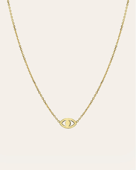 14k Gold Mini Evil Eye Necklace