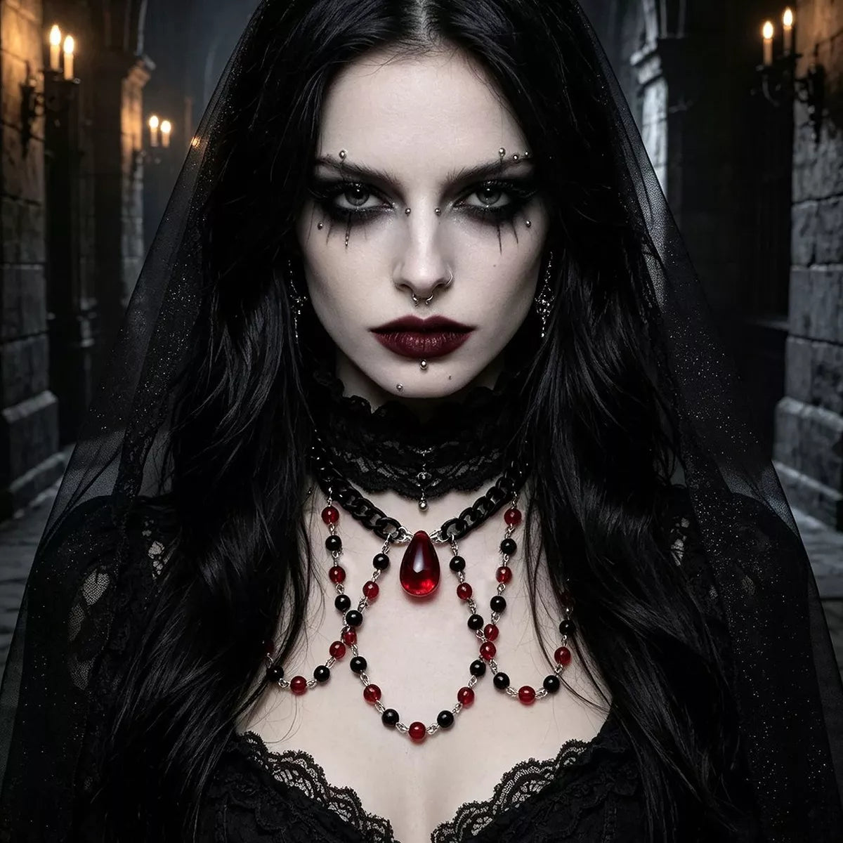 Blood Moon Draped Necklace