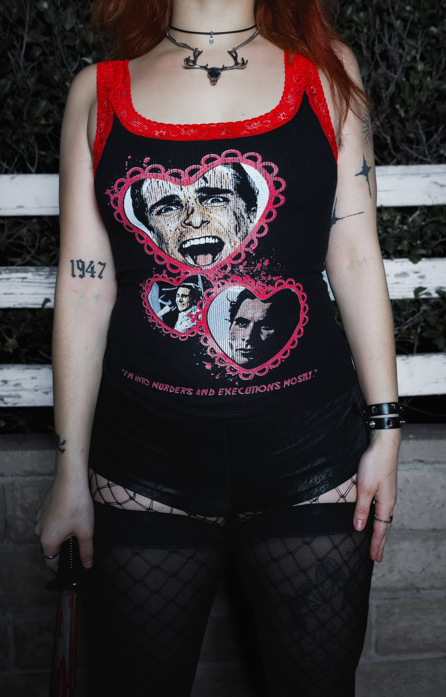 American Psycho Lace Ribbed Tank