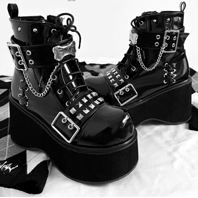 Deadlock Buckle Platform Boots