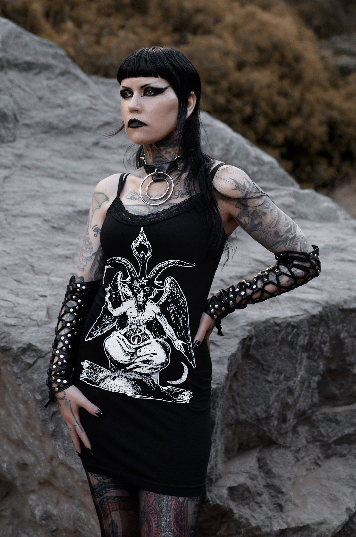 Baphomet Lace Strap Dress