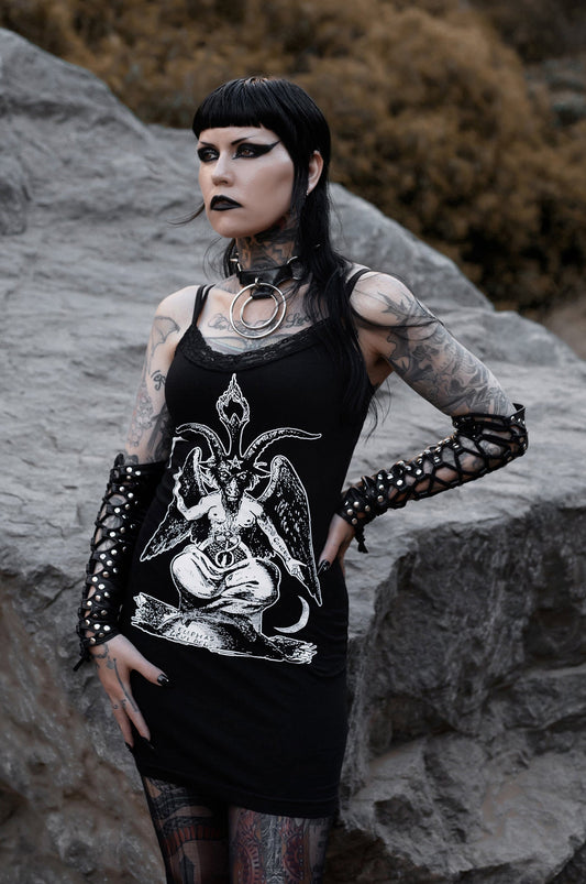 Baphomet Lace Strap Dress