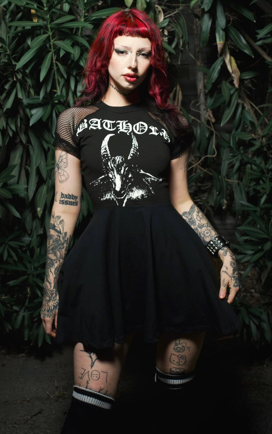 Bathory Fishnet Baby Doll Dress