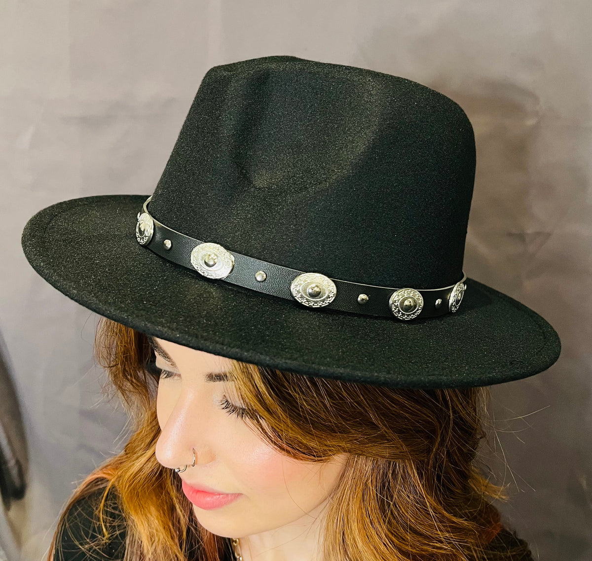 Vegan Felt Hat - Plain - Western Concho - READY TO SHIP