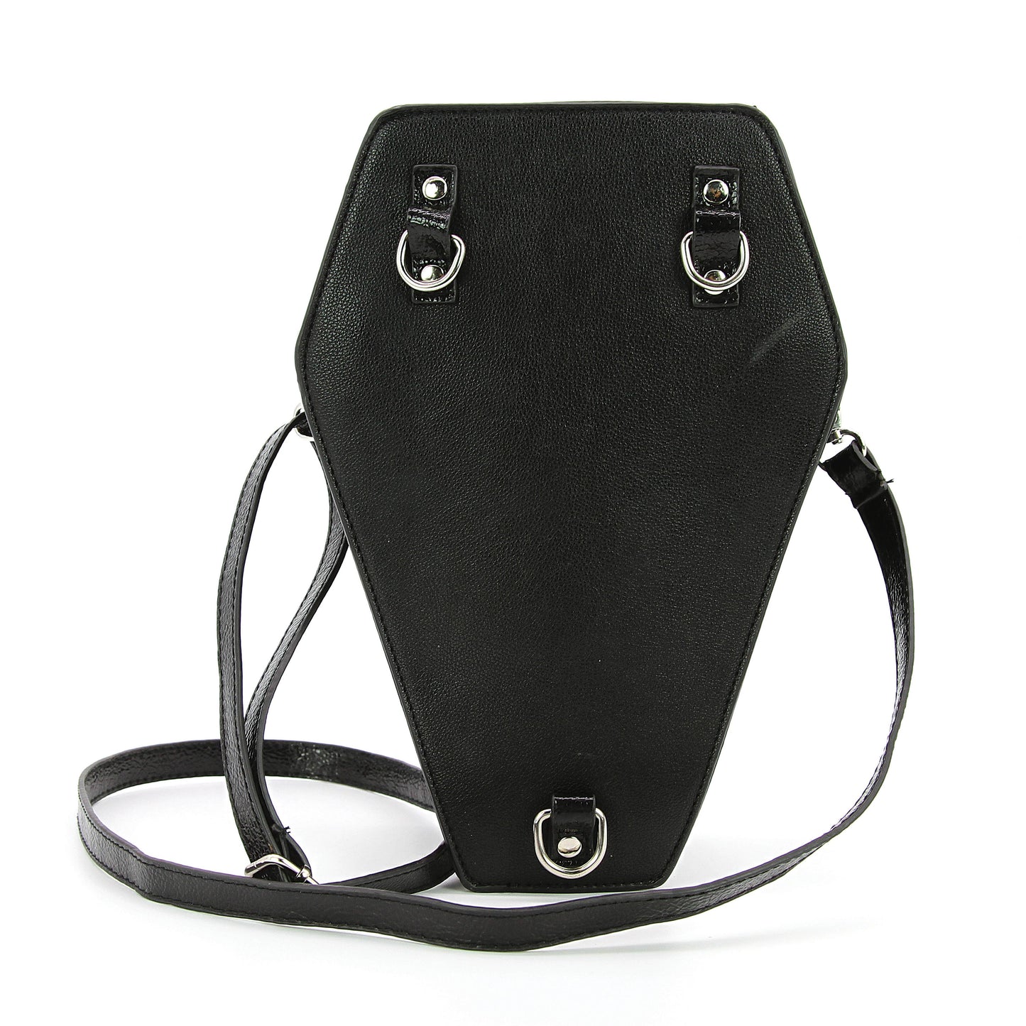 Metallic Cross Coffin Shaped Convertible Backpack Bag