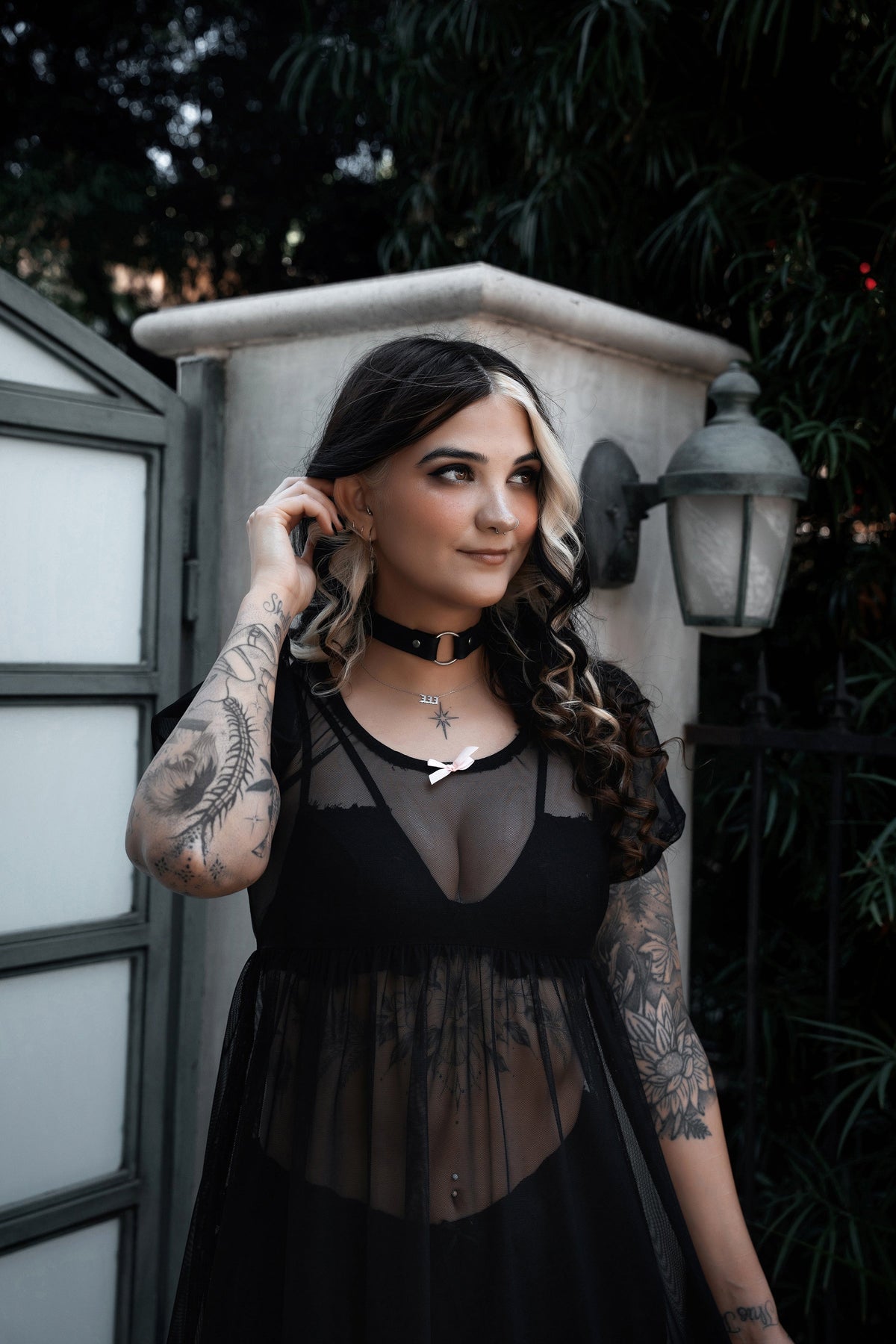 Midnight Mesh Babydoll Dress