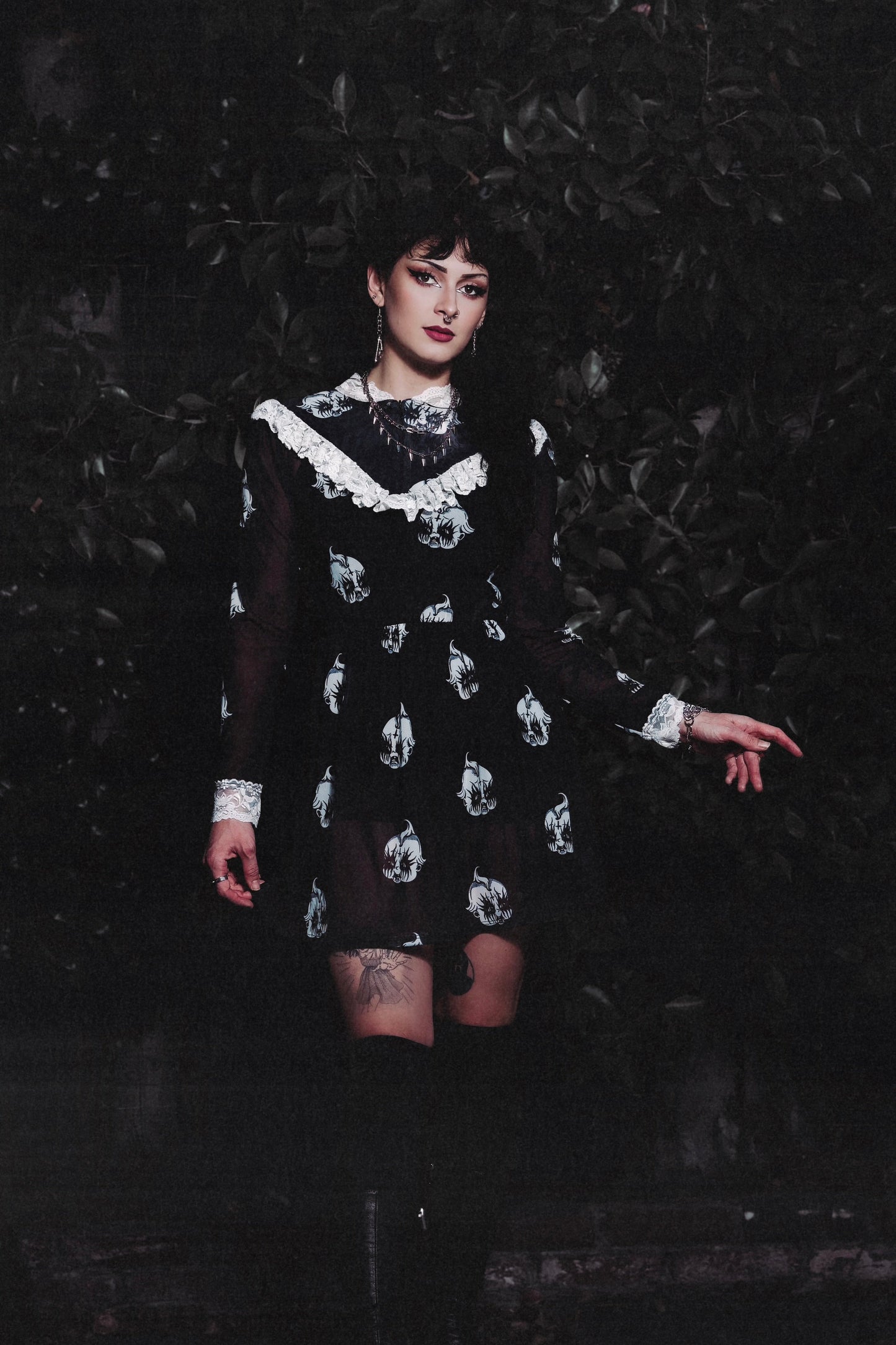 Kewpie Metal Print Victorian Lace Dress