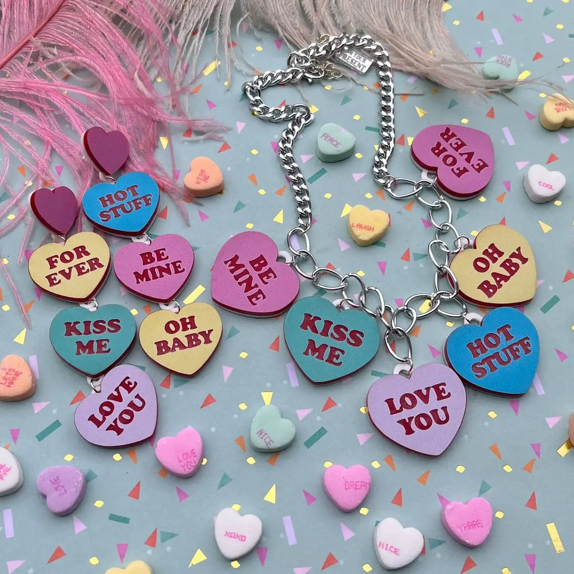 Valentine's Day Conversation Heart Statement Earrings