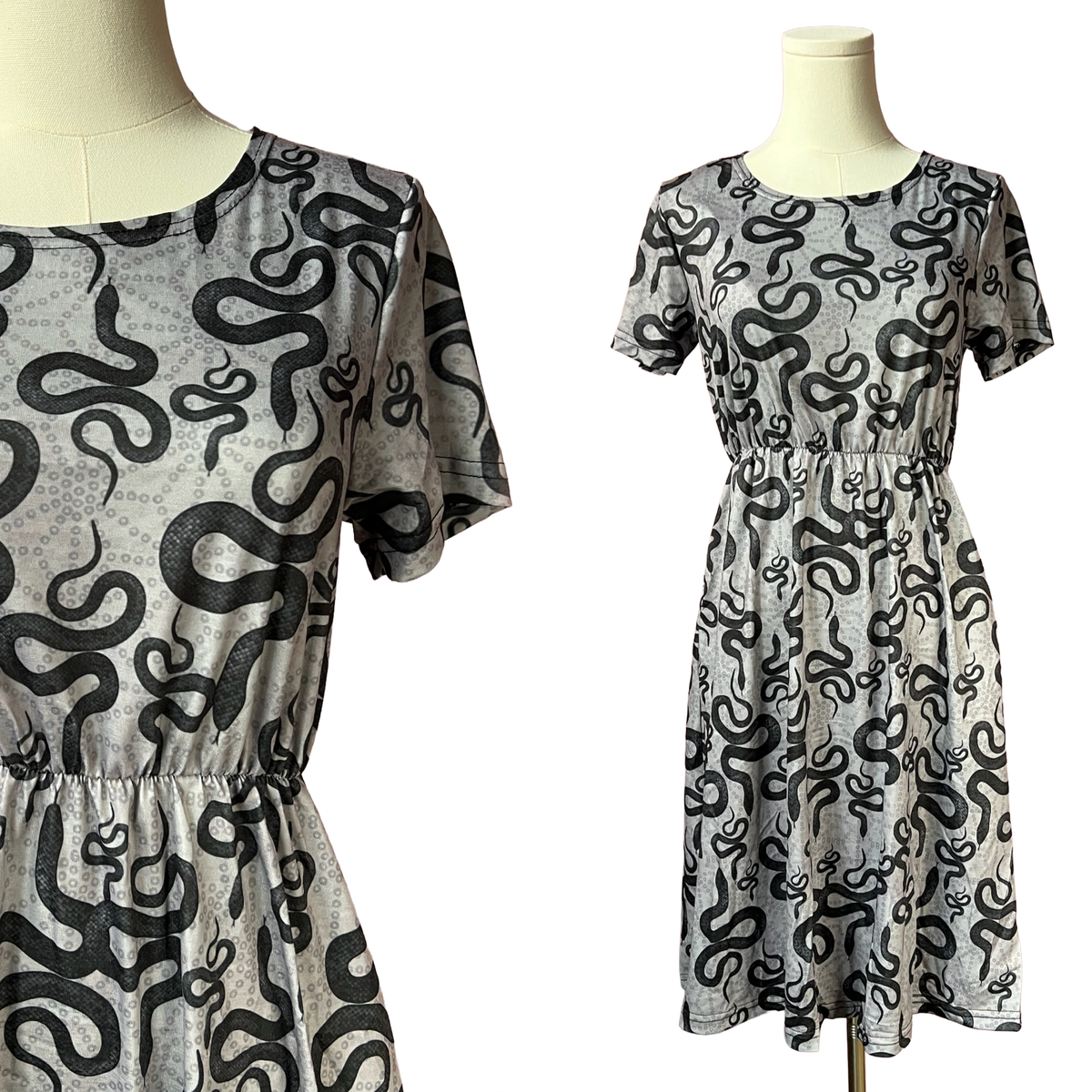 T-shirt Dress - Black Snakes