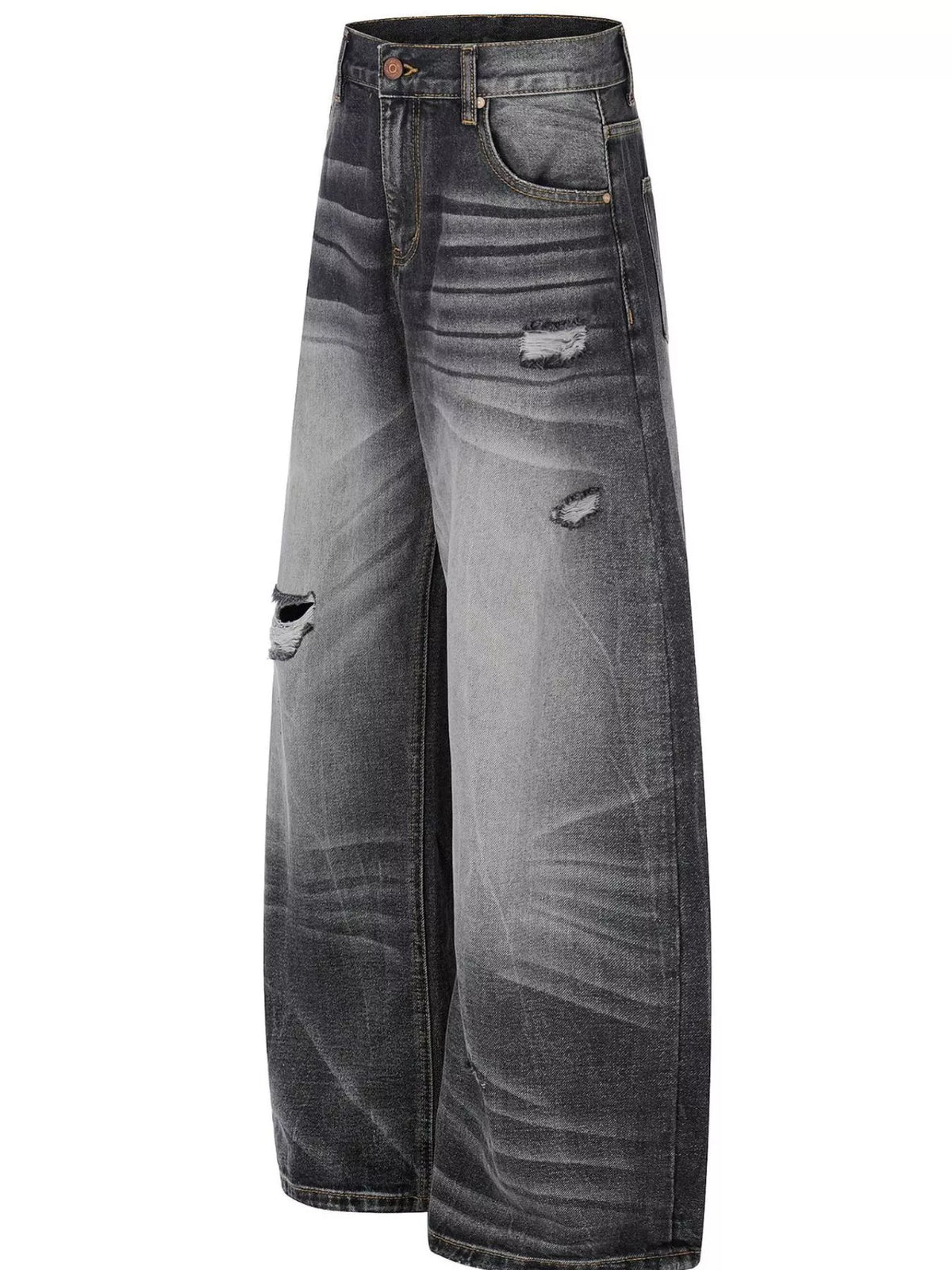 Ashfall Distressed Wide-Leg Jeans