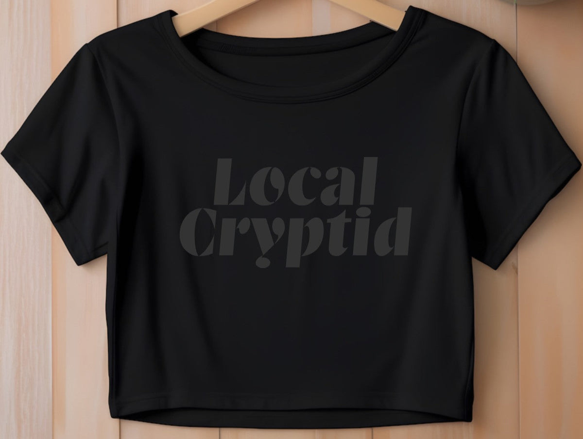 Cropped T-Shirt - Local Cryptid - Black on Black
