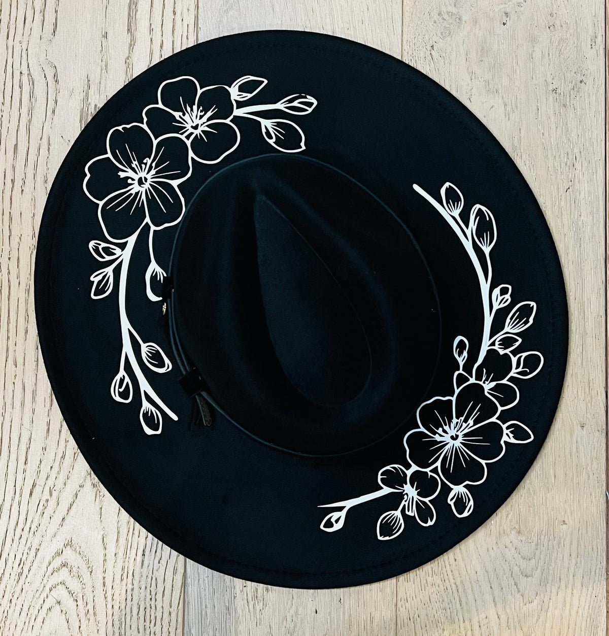Vegan Felt Hat - XL Brim - Large Cherry Blossoms