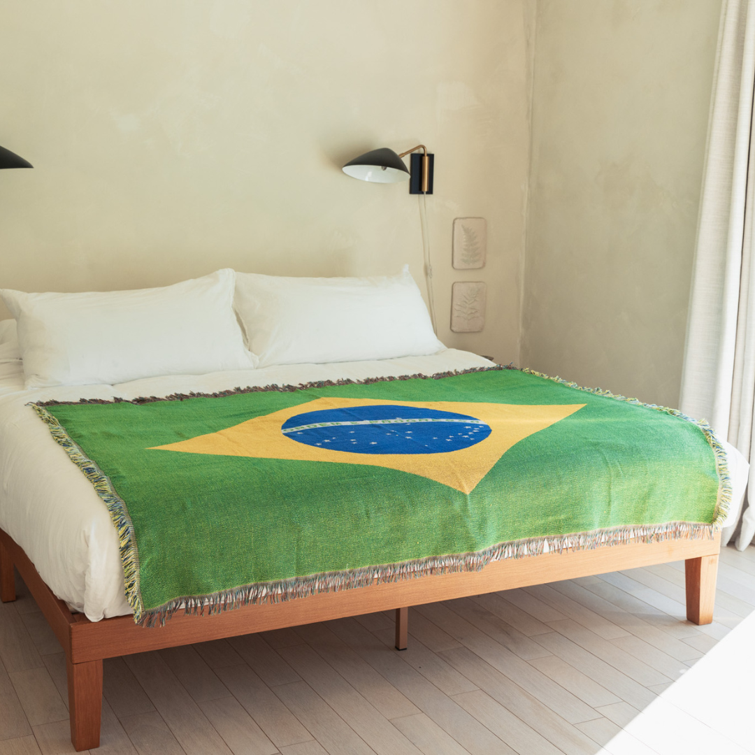 Brazil Flag Woven Throw Blanket