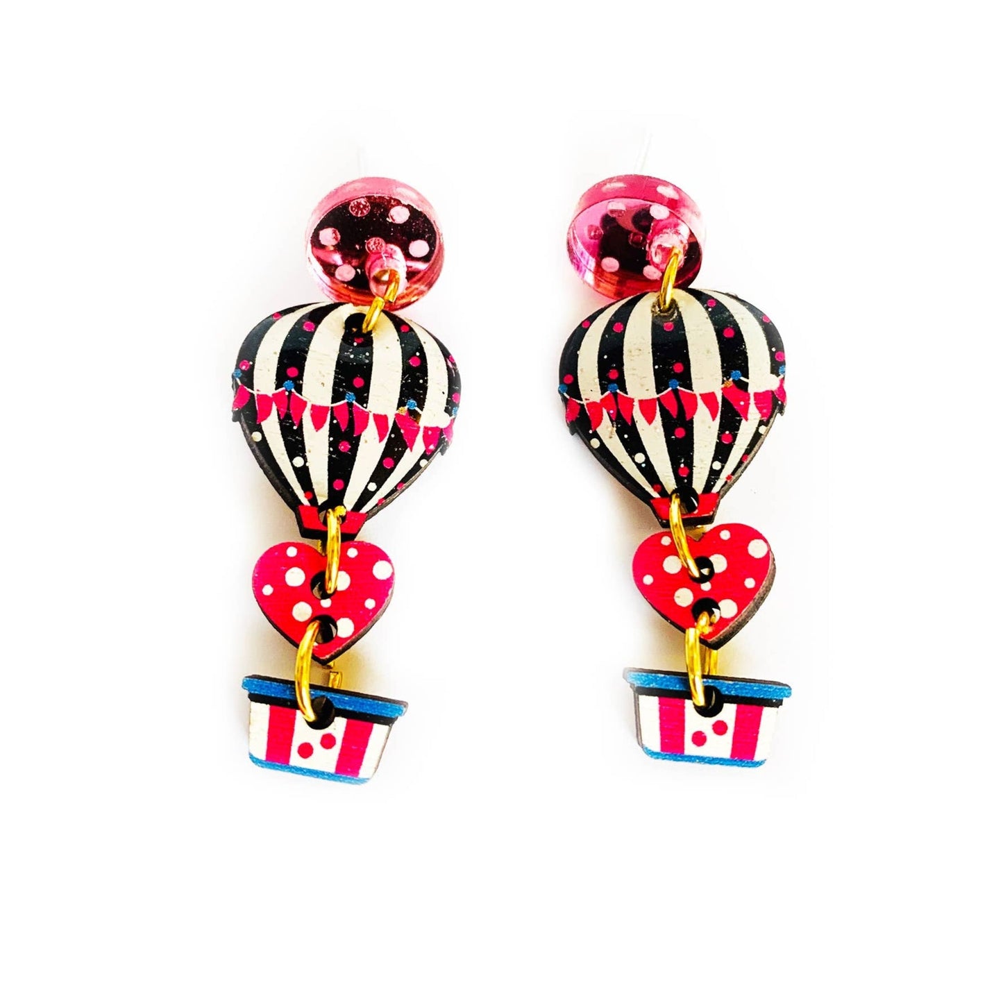 Heart Air Balloon Earrings by Rosie Rose Parker