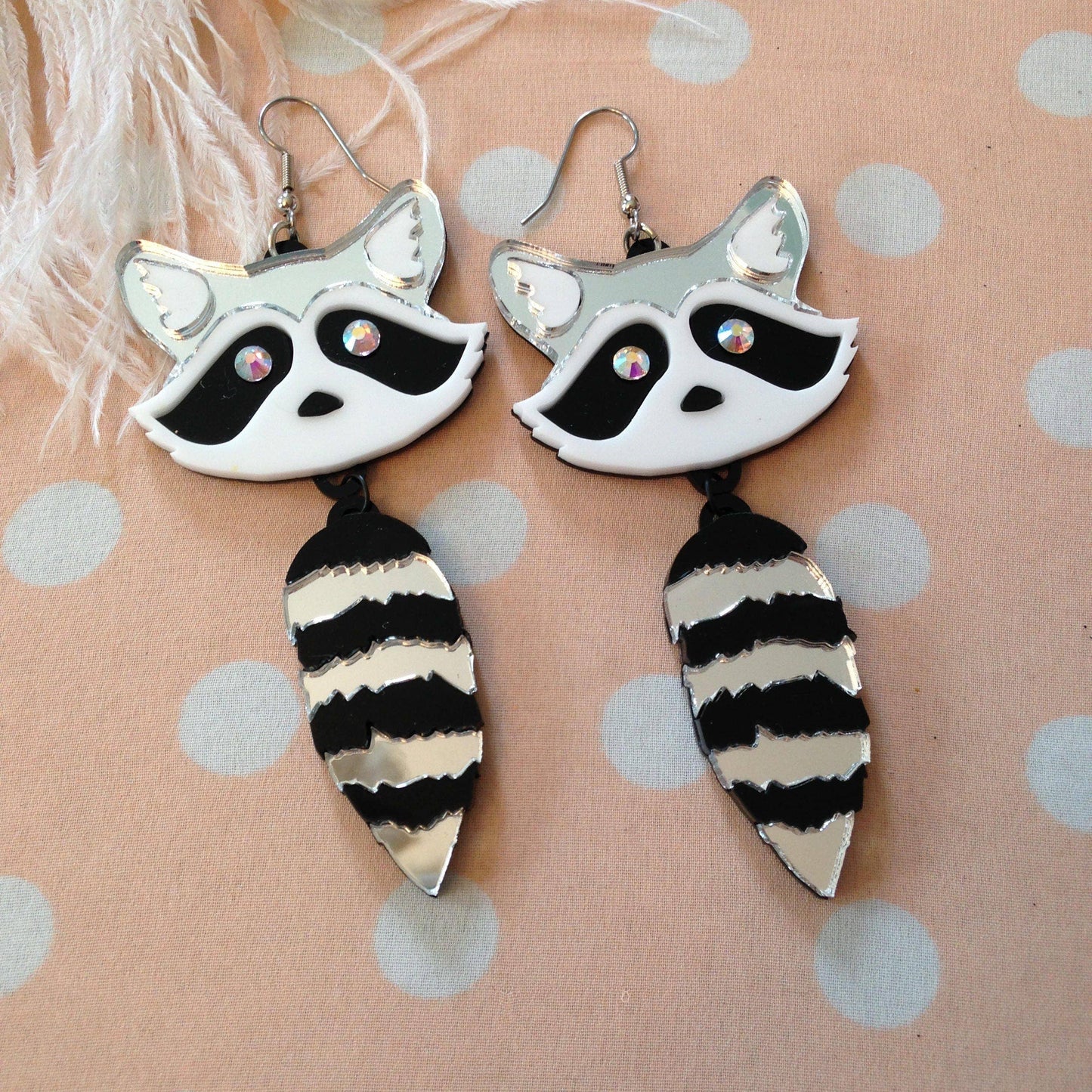 Raccoon Heads And Tails Earrings