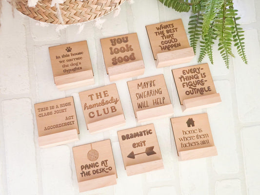 Funny Engraved Mini Desk Signs