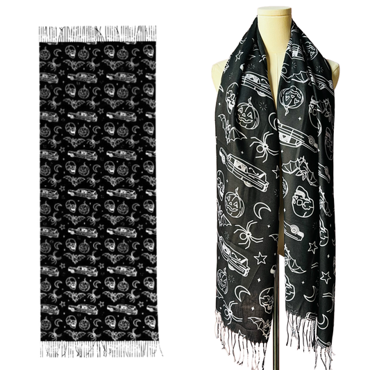 Vegan Scarf - Hearse & Halloween
