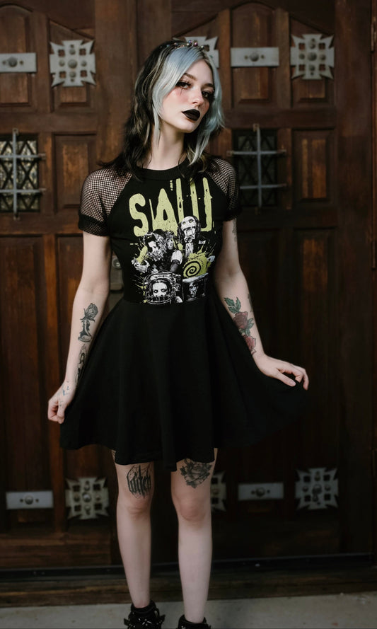 Saw Fishnet Baby Doll Dress