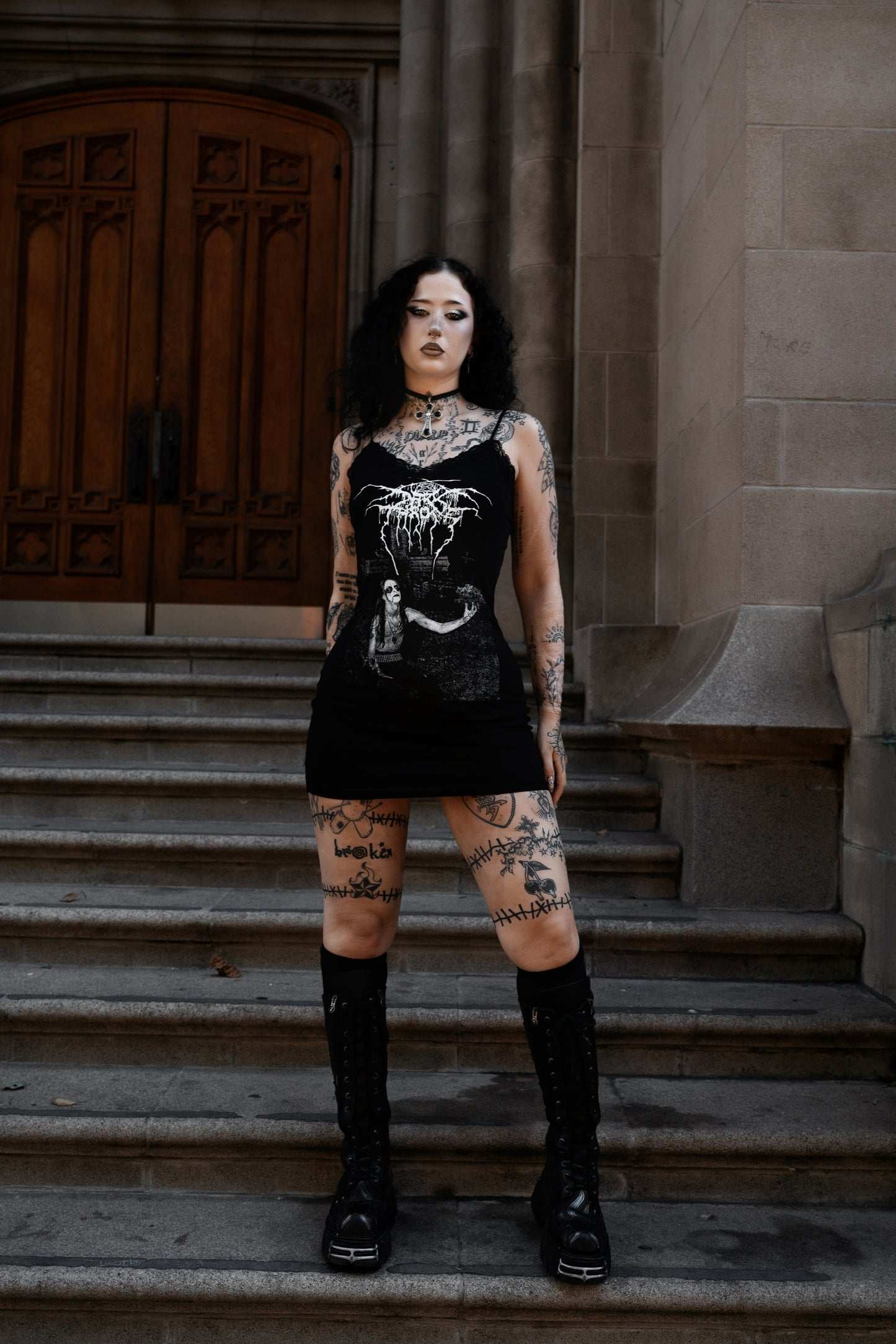 Darkthrone Lace Strap Dress