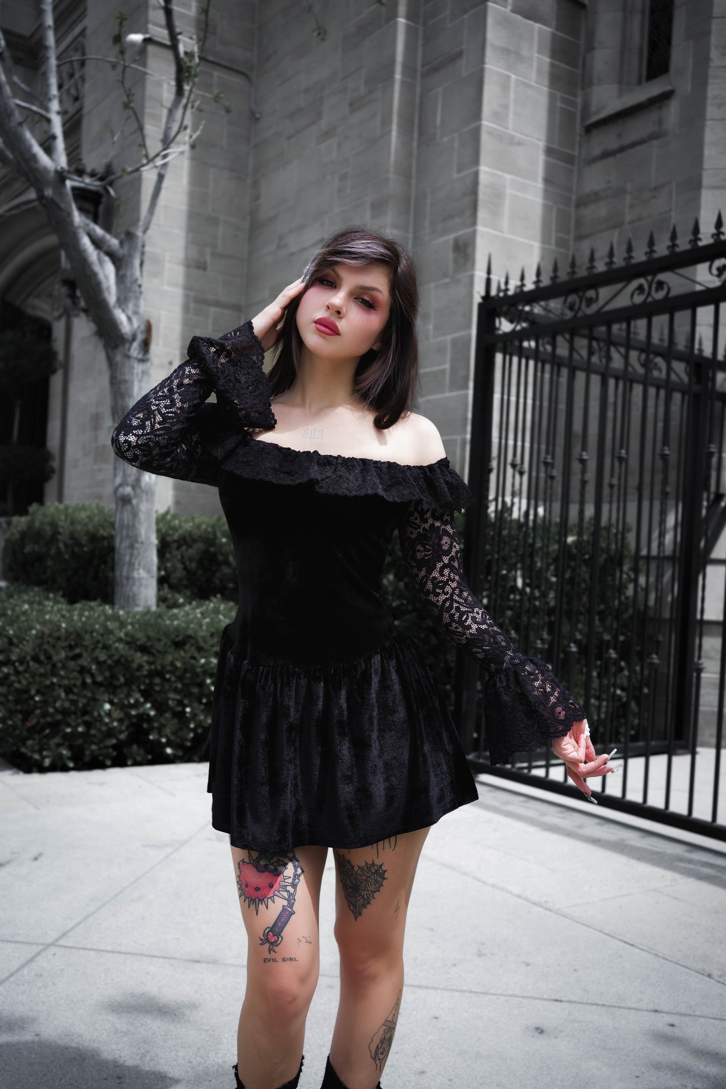 Black Widow Velvet Dress